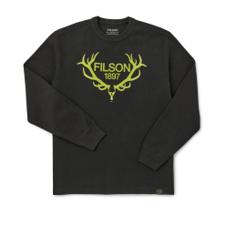 Waffle Knit Graphic Thermal Crewneck - Faded Black/ Stag